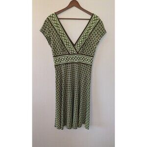 Vintage Maggy London Babydoll Dress 90s Y2K Retro Mod 70s Midi Olive Green Sz 10